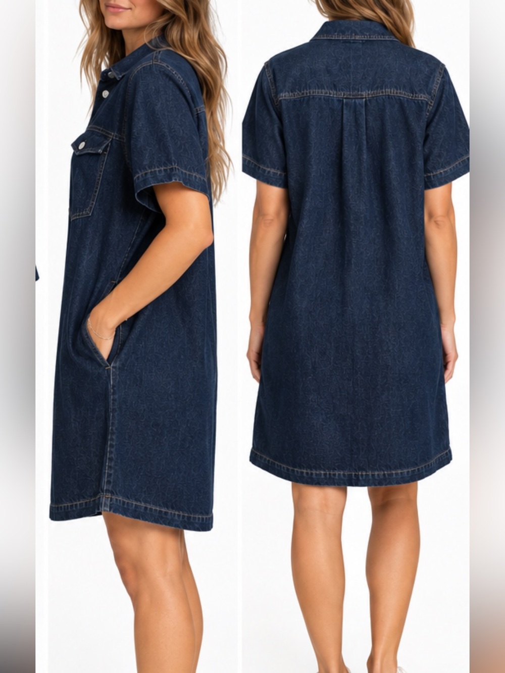 Gap Denim Short Sleeve Shirt Dress – Size Large 100% Cotton - Picture 4 of 15